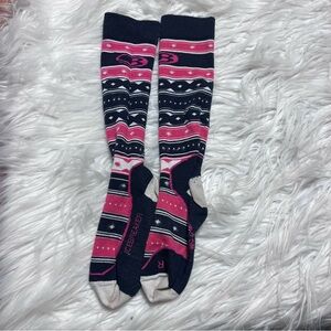 Icebreaker Navy and Pink Ski and snowboard merino wool Athletic Socks